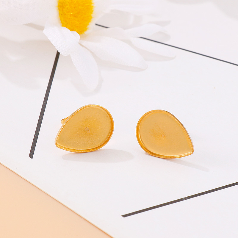1 Pair Simple Style Water Droplets Plating Stainless Steel 18K Gold Plated Ear Studs display picture 2
