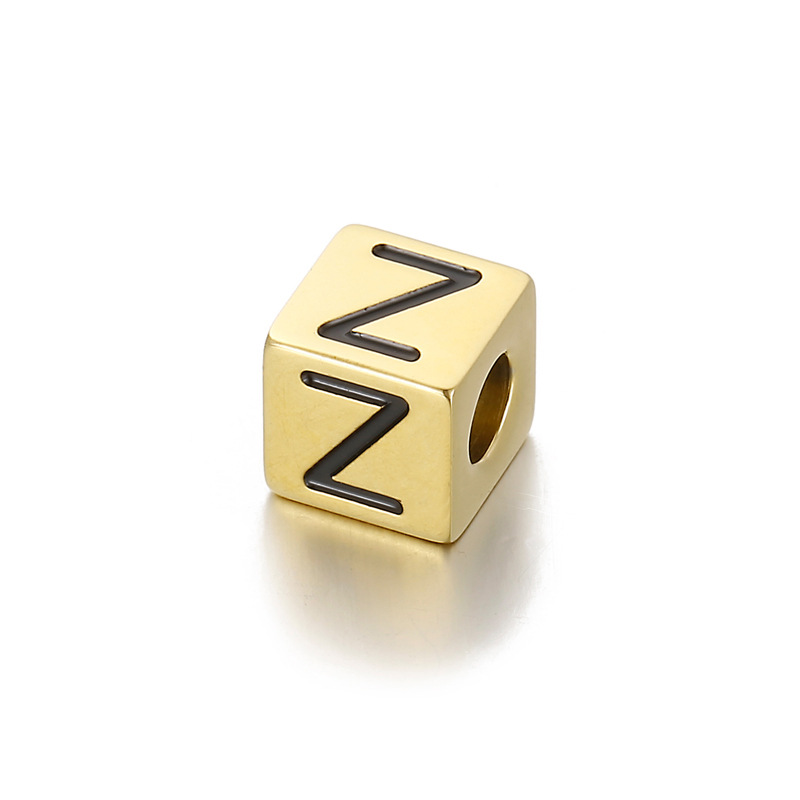 1 Piece Diameter 8mm Stainless Steel 18K Gold Plated Letter Polished Beads display picture 7