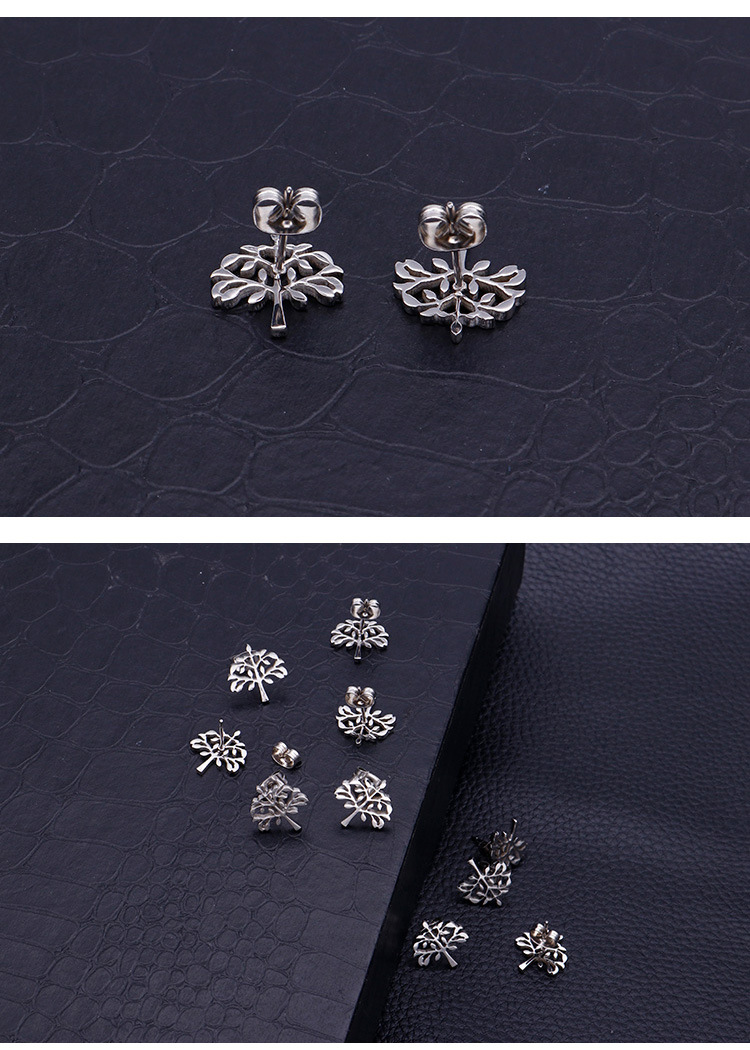 1 Pair Simple Style Tree Hollow Out Stainless Steel Ear Studs display picture 1