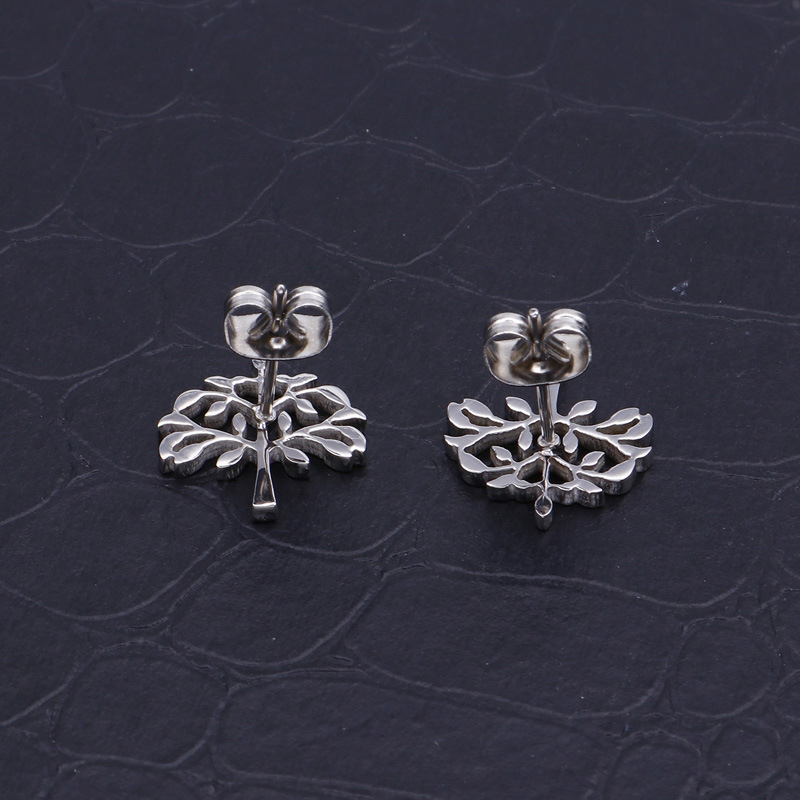 1 Pair Simple Style Tree Hollow Out Stainless Steel Ear Studs display picture 4