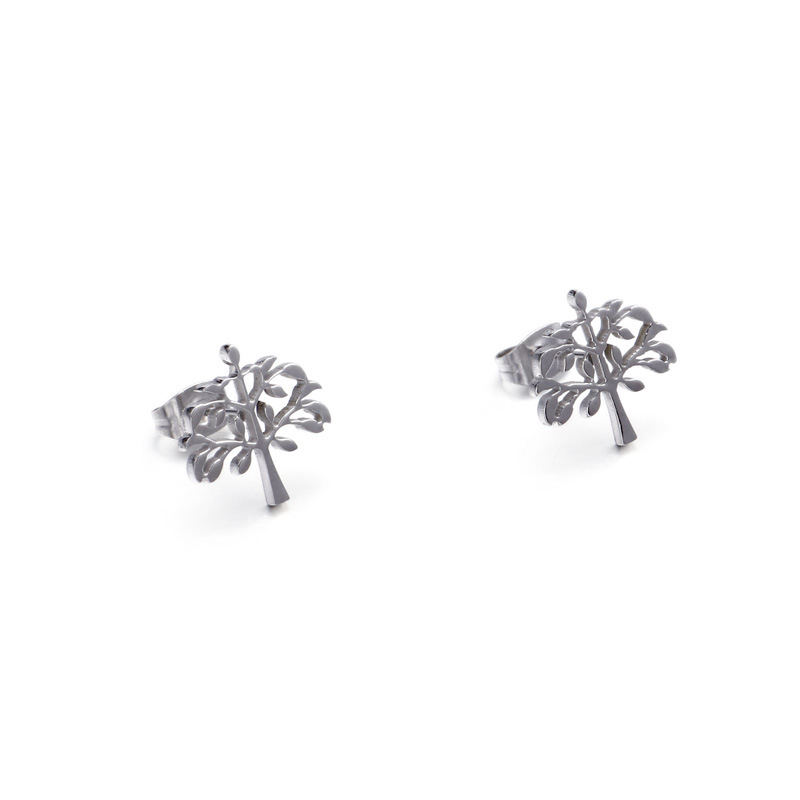 1 Pair Simple Style Tree Hollow Out Stainless Steel Ear Studs display picture 6