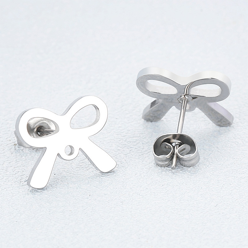 1 Pair Simple Style Bow Knot Plating Stainless Steel 18K Gold Plated Ear Studs display picture 4