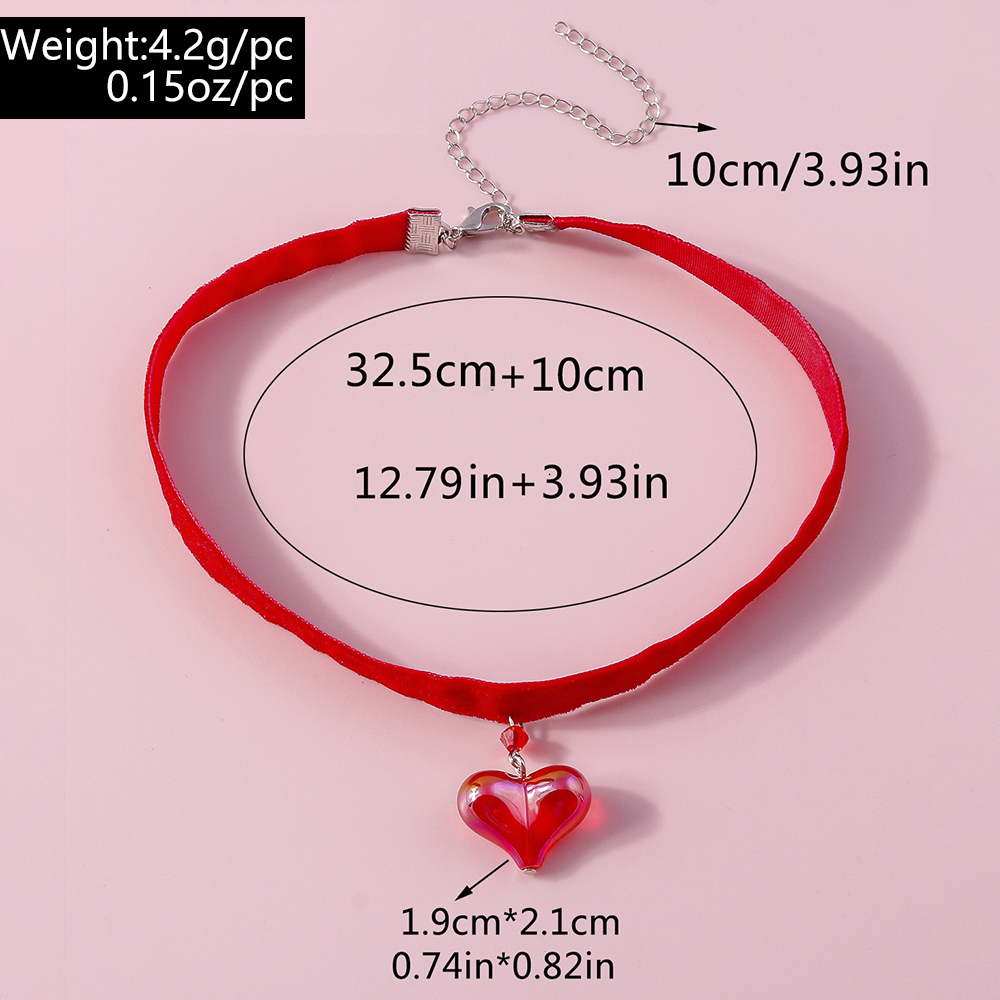Romantic Heart Shape Velvet Synthetic Resin Valentine's Day Women's Choker display picture 1