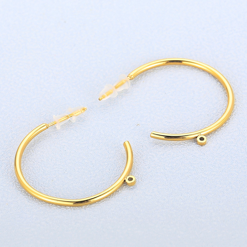 1 Pair Simple Style C Shape Plating Inlay Stainless Steel Rhinestones 18K Gold Plated Ear Studs display picture 4