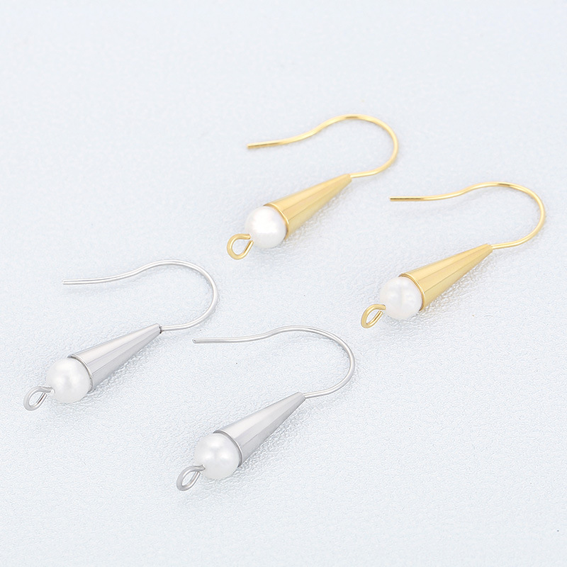 1 Pair Fashion Geometric Plating Inlay Stainless Steel Artificial Pearls 18K Gold Plated Ear Hook display picture 2