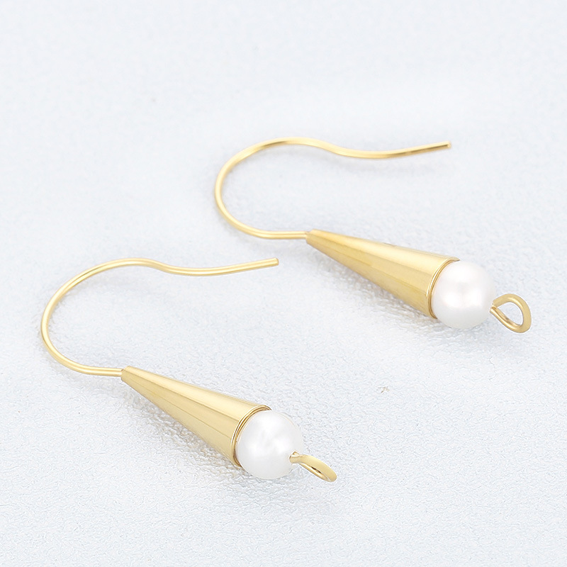 1 Pair Fashion Geometric Plating Inlay Stainless Steel Artificial Pearls 18K Gold Plated Ear Hook display picture 4
