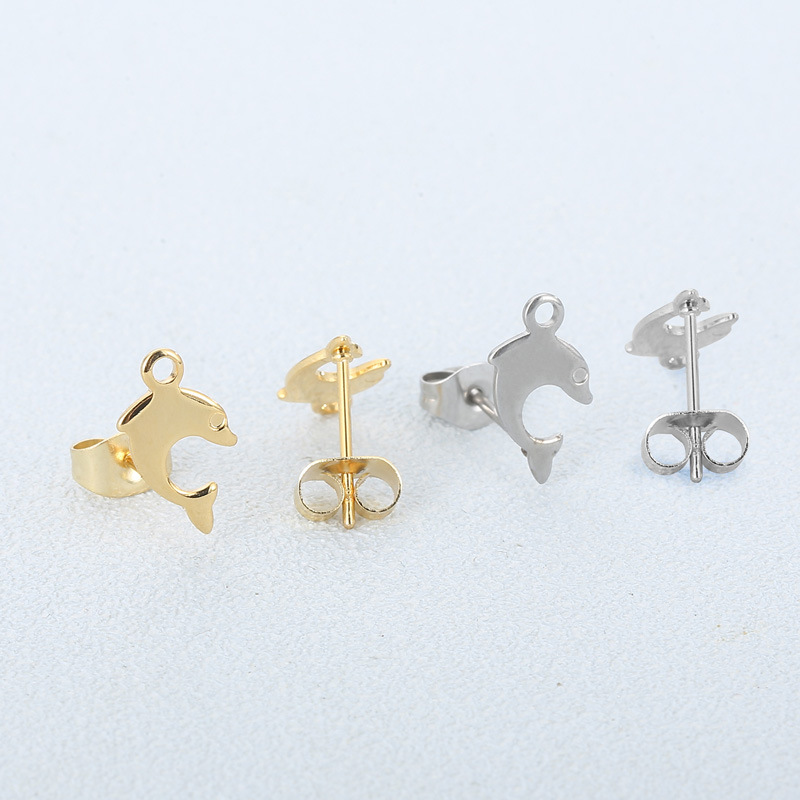 1 Pair Simple Style Dolphin Plating Stainless Steel 18K Gold Plated Ear Studs display picture 1