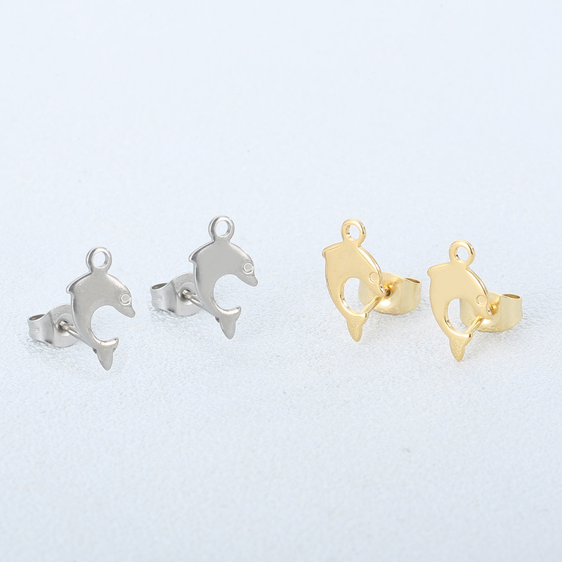 1 Pair Simple Style Dolphin Plating Stainless Steel 18K Gold Plated Ear Studs display picture 2