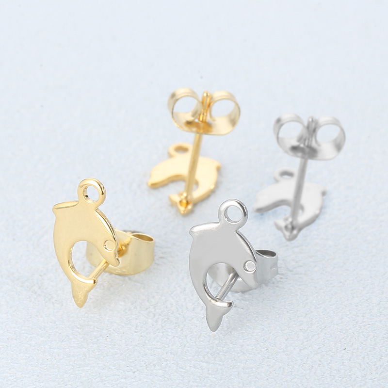 1 Pair Simple Style Dolphin Plating Stainless Steel 18K Gold Plated Ear Studs display picture 3