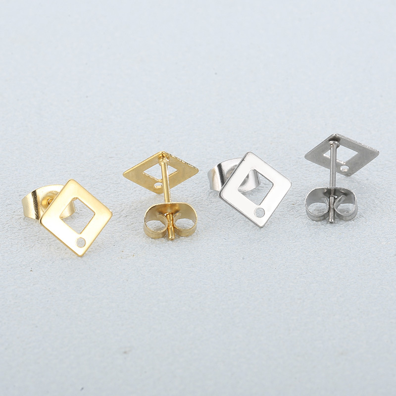 1 Pair Simple Style Square Plating Stainless Steel 18K Gold Plated Ear Studs display picture 1