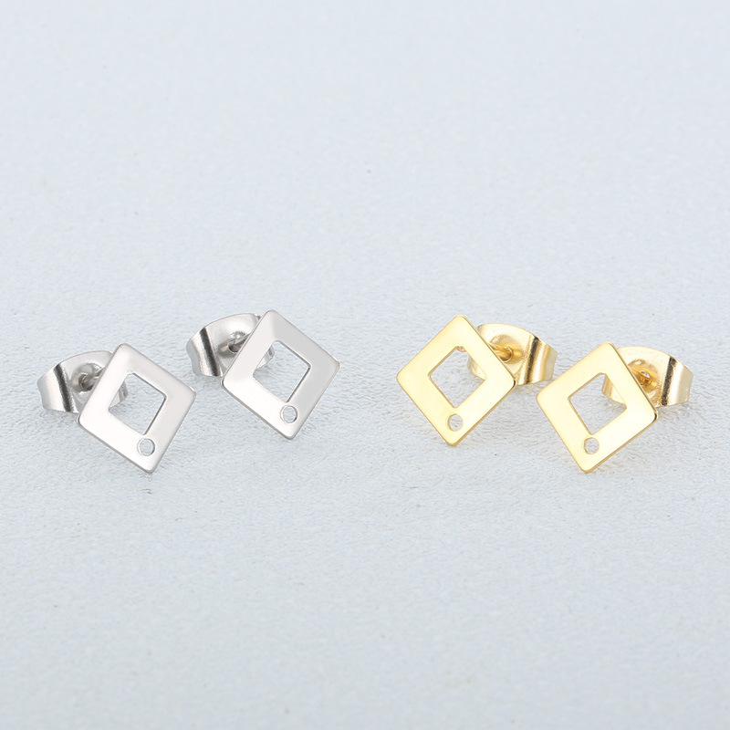 1 Pair Simple Style Square Plating Stainless Steel 18K Gold Plated Ear Studs display picture 2