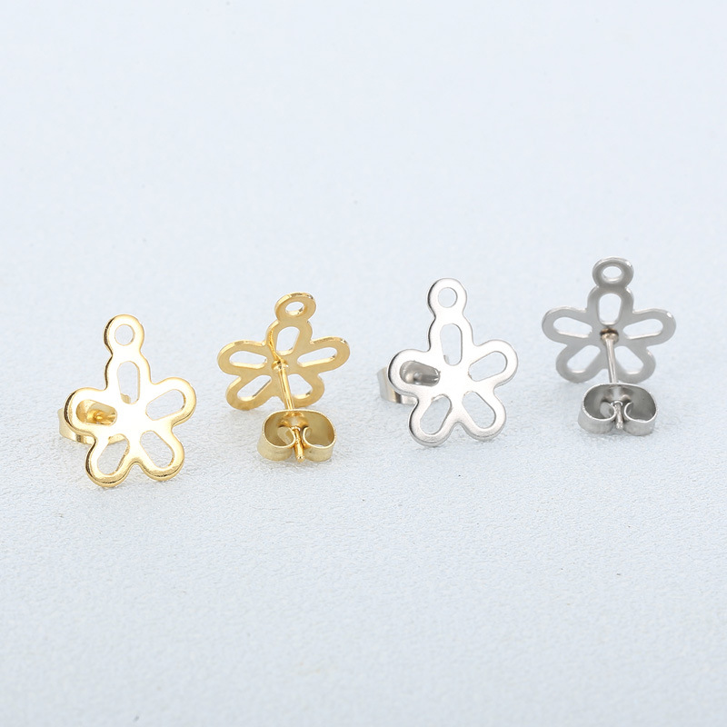 1 Pair Simple Style Flower Plating Stainless Steel 18K Gold Plated Ear Studs display picture 1