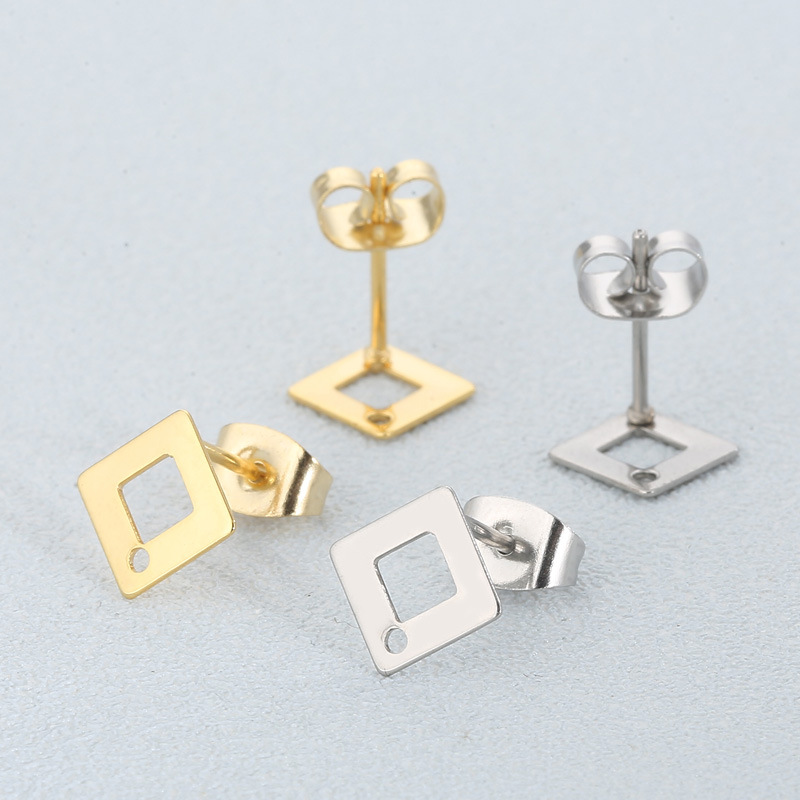 1 Pair Simple Style Square Plating Stainless Steel 18K Gold Plated Ear Studs display picture 3