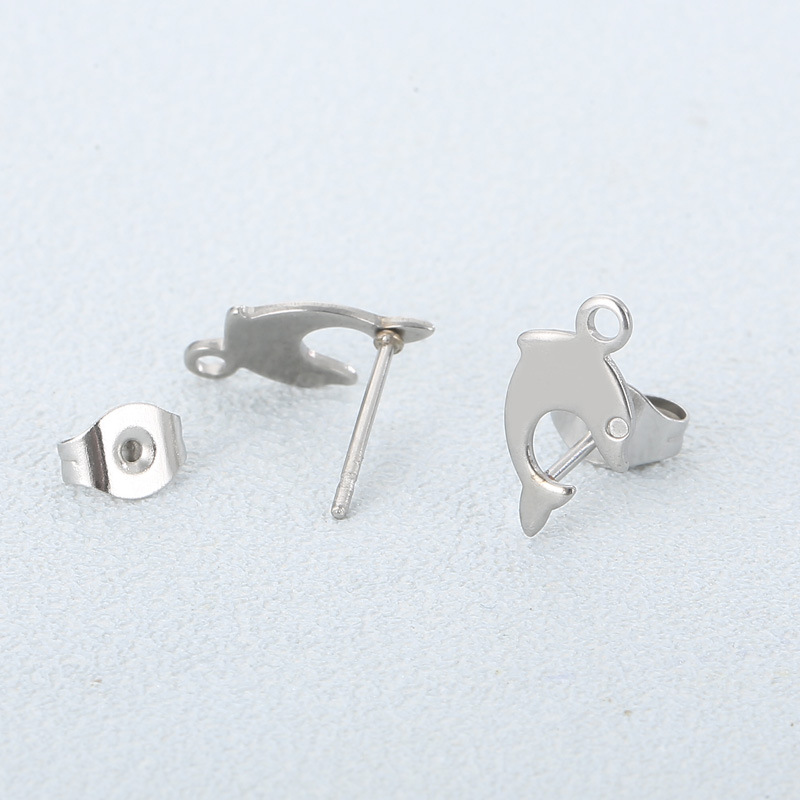 1 Pair Simple Style Dolphin Plating Stainless Steel 18K Gold Plated Ear Studs display picture 6