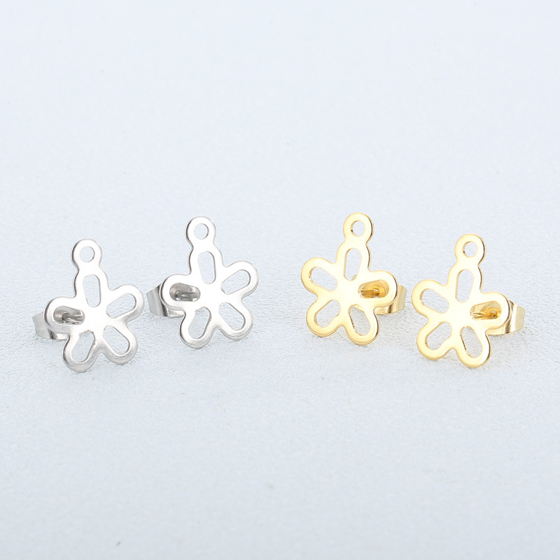 1 Pair Simple Style Flower Plating Stainless Steel 18K Gold Plated Ear Studs display picture 2