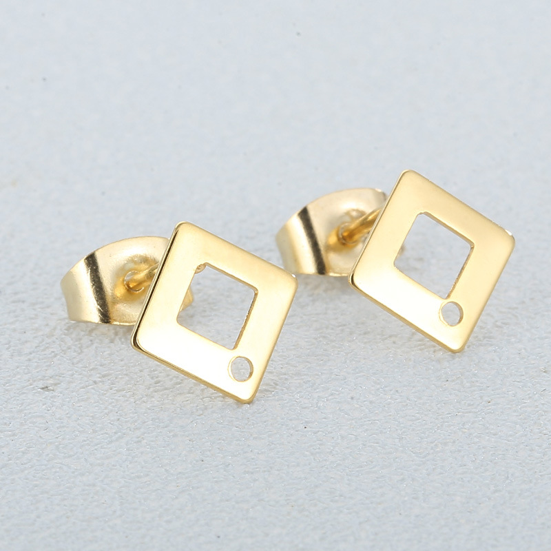 1 Pair Simple Style Square Plating Stainless Steel 18K Gold Plated Ear Studs display picture 5