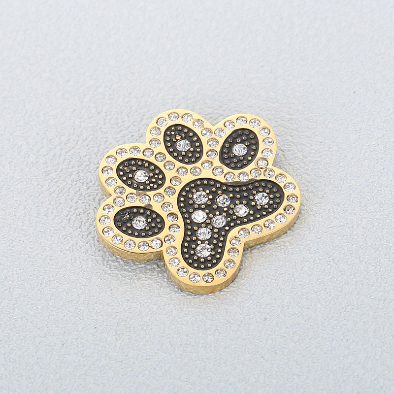 1 Piece Stainless Steel Artificial Diamond 18K Gold Plated Paw Print display picture 4