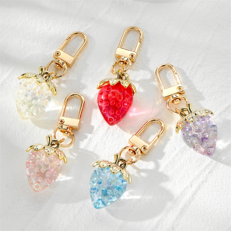 Casual Cute Simple Style Strawberry Resin Mobile Phone Chain Keychain display picture 7