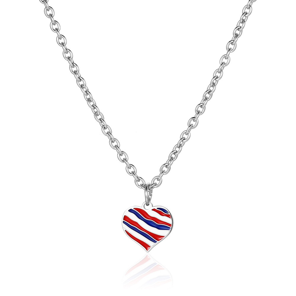 Simple Style Heart Shape Titanium Steel Enamel Pendant Necklace display picture 6