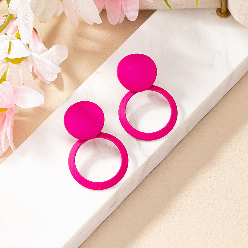 1 Pair Simple Style Korean Style Round Stoving Varnish Iron Drop Earrings display picture 3