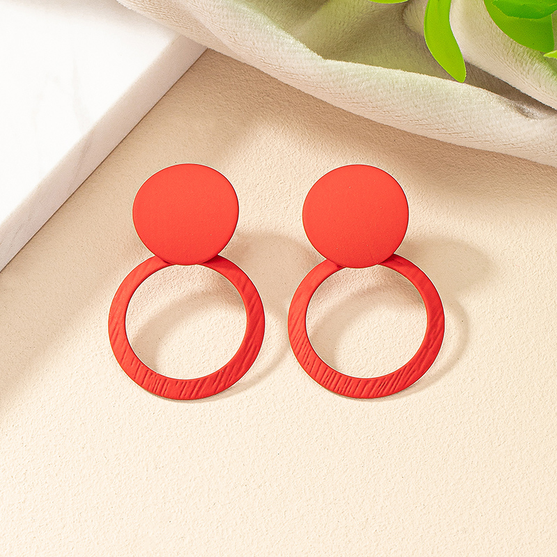 1 Pair Simple Style Korean Style Round Stoving Varnish Iron Drop Earrings display picture 6