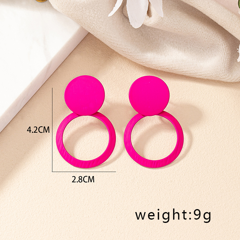 1 Pair Simple Style Korean Style Round Stoving Varnish Iron Drop Earrings display picture 10
