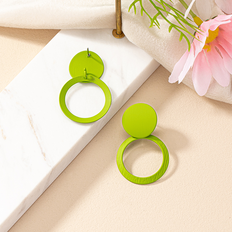 1 Pair Simple Style Korean Style Round Stoving Varnish Iron Drop Earrings display picture 14