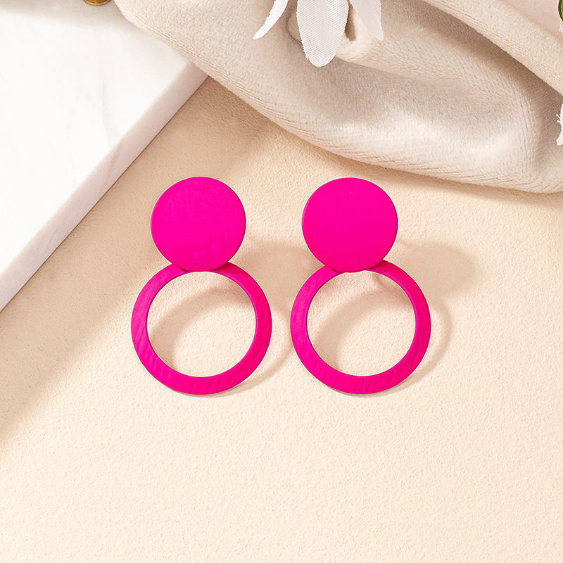 1 Pair Simple Style Korean Style Round Stoving Varnish Iron Drop Earrings display picture 15