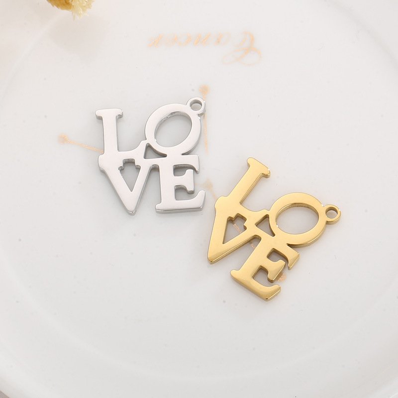 1 Piece Stainless Steel 18K Gold Plated Love display picture 1