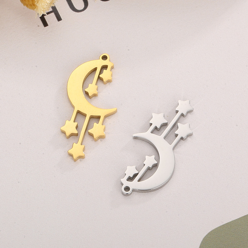 1 Piece Stainless Steel 18K Gold Plated Star Moon display picture 2