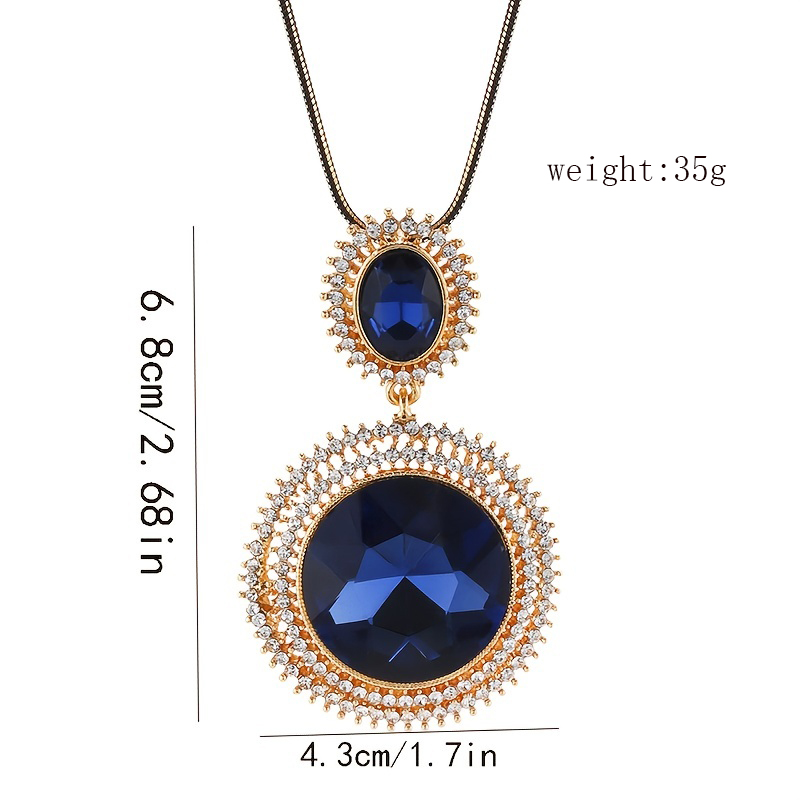Casual Solid Color Alloy Copper Inlay Glass Women's Sweater Chain Long Necklace display picture 1