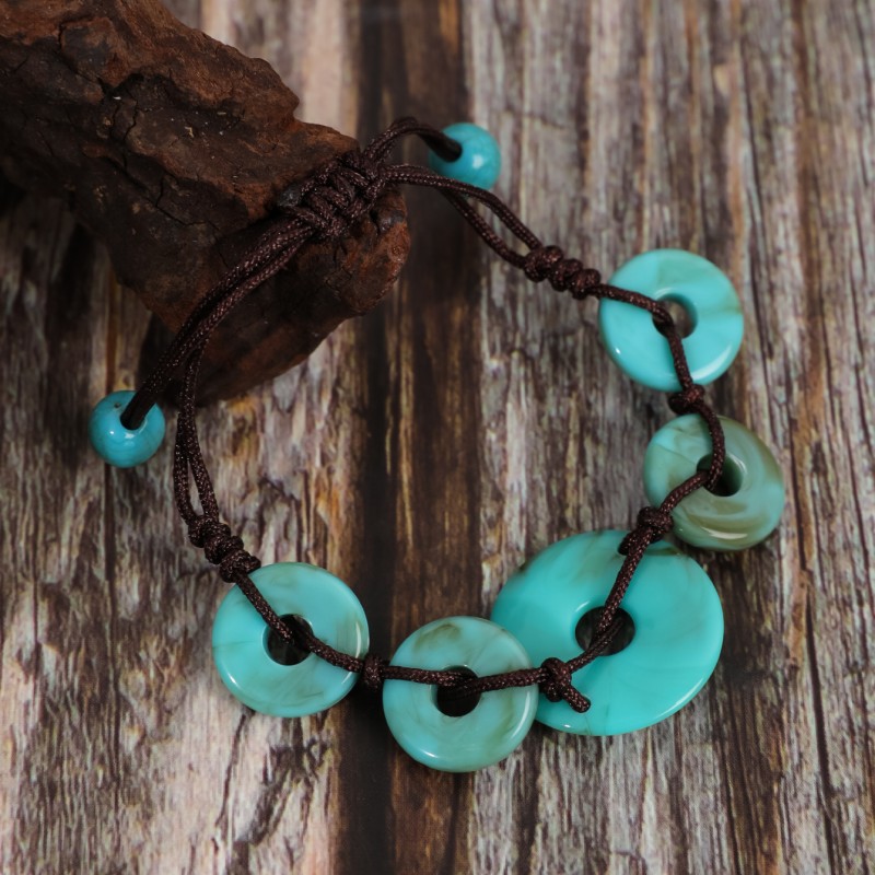 Retro Ethnic Style Round Turquoise Handmade Women's Bracelets Necklace display picture 4
