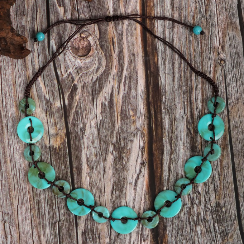 Retro Ethnic Style Round Turquoise Handmade Women's Bracelets Necklace display picture 5