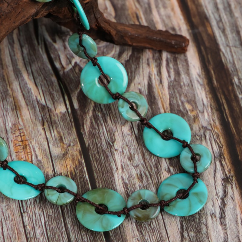 Retro Ethnic Style Round Turquoise Handmade Women's Bracelets Necklace display picture 6