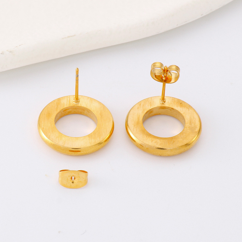1 Pair Simple Style Round Inlay Stainless Steel Rhinestones 18K Gold Plated Ear Studs display picture 2