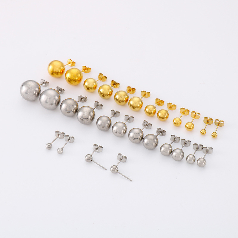 1 Pair Simple Style Round Plating Stainless Steel 18K Gold Plated Ear Studs display picture 1