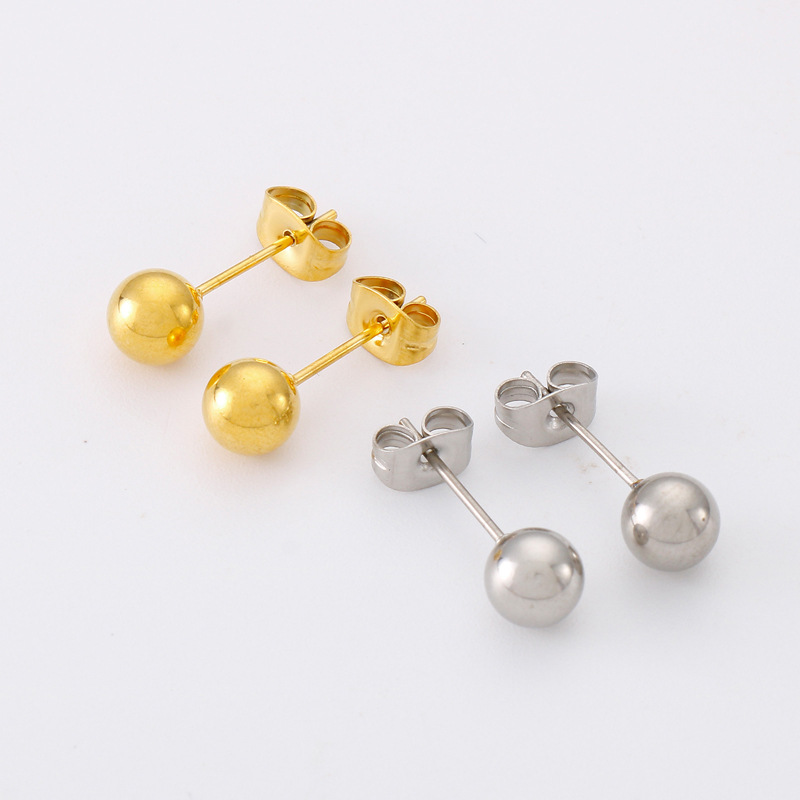 1 Pair Simple Style Round Plating Stainless Steel 18K Gold Plated Ear Studs display picture 4