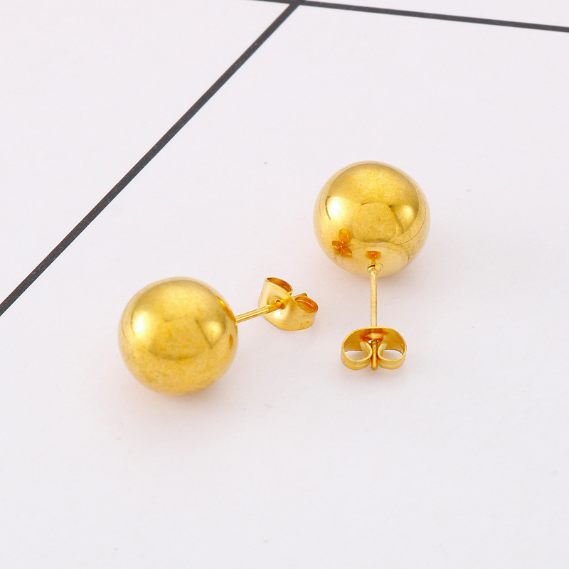 1 Pair Simple Style Round Plating Stainless Steel 18K Gold Plated Ear Studs display picture 5