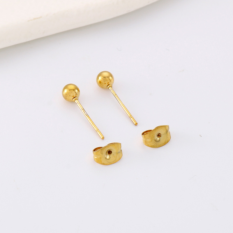1 Pair Simple Style Round Plating Stainless Steel 18K Gold Plated Ear Studs display picture 6