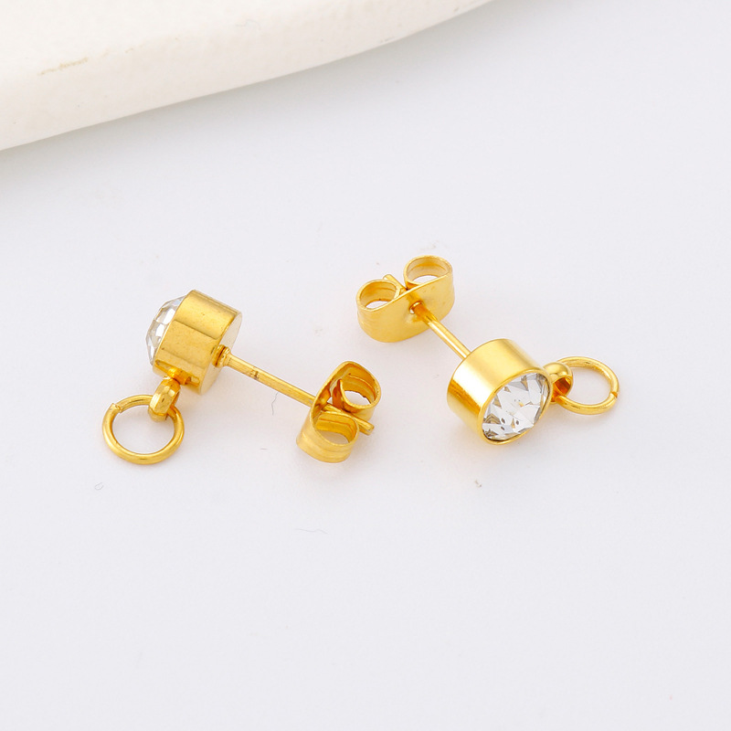 1 Paire Style Simple Rond Placage Incruster Acier Inoxydable Strass Boucles D'oreilles display picture 3