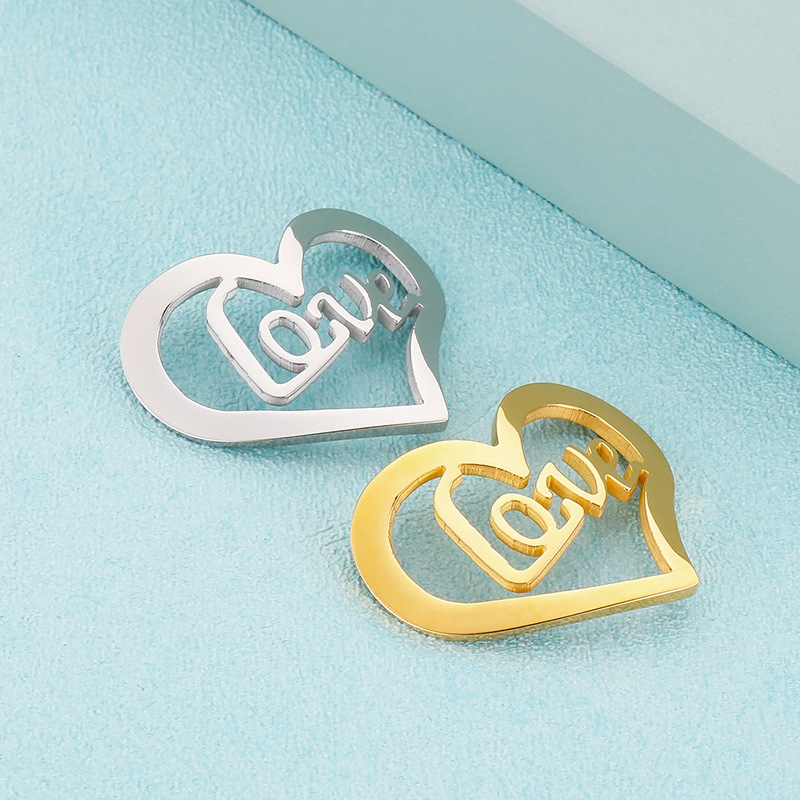 Simple Style Letter Heart Shape Stainless Steel Plating Jewelry Accessories display picture 4