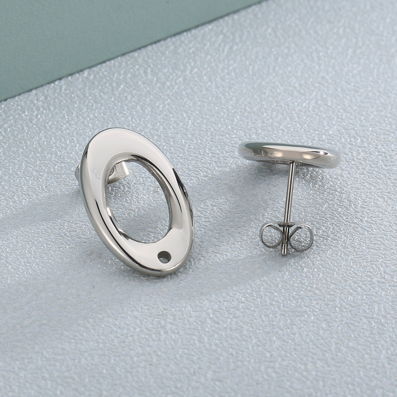 1 Paar Einfacher Stil Oval Rostfreier Stahl Ohrstecker display picture 1