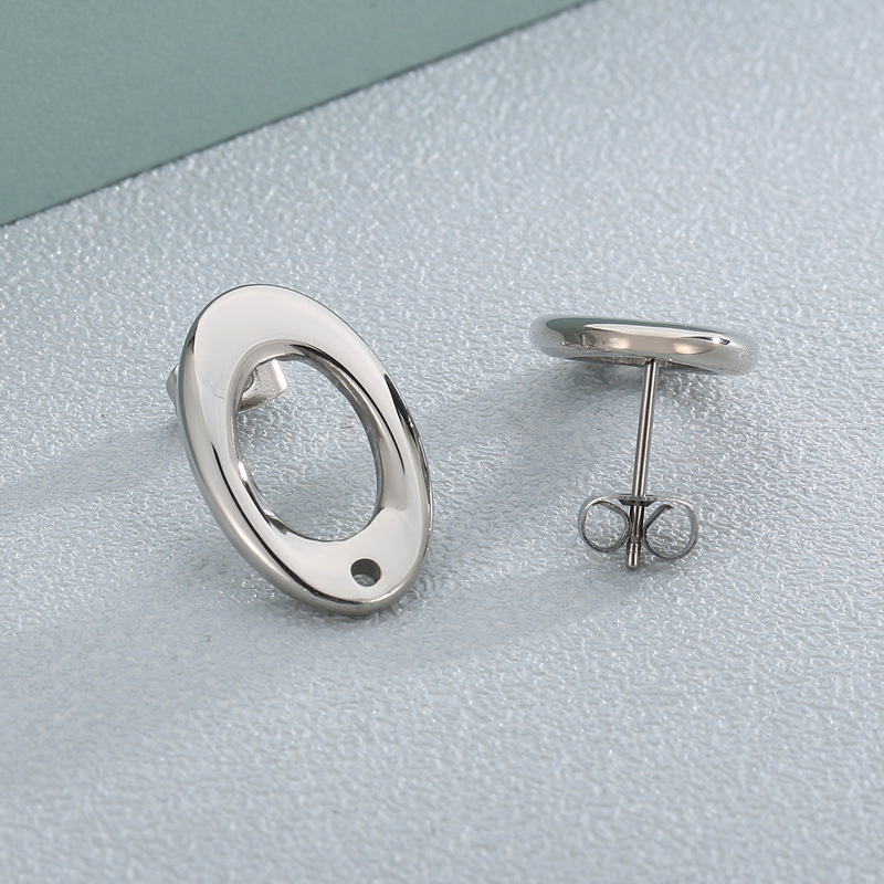 1 Pair Simple Style Oval Stainless Steel Ear Studs display picture 1