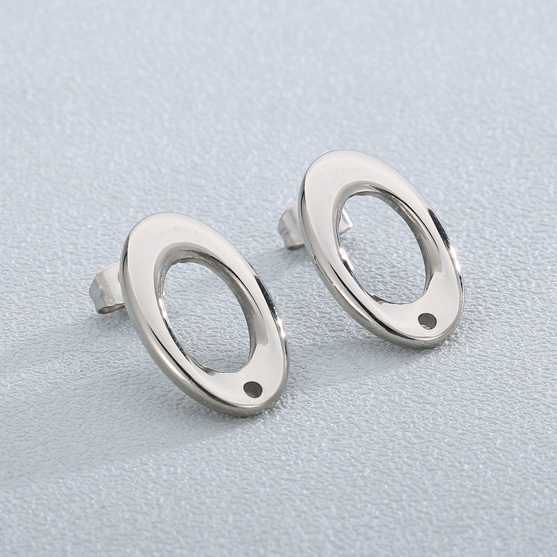 1 Pair Simple Style Oval Stainless Steel Ear Studs display picture 2