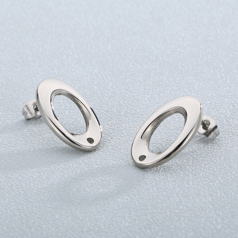 1 Pair Simple Style Oval Stainless Steel Ear Studs display picture 4