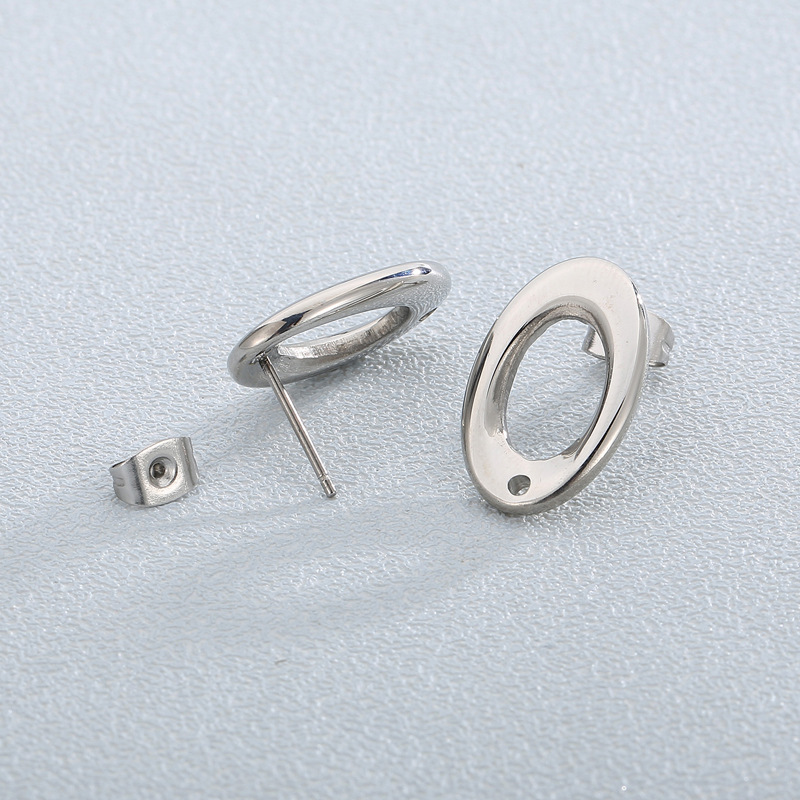 1 Pair Simple Style Oval Stainless Steel Ear Studs display picture 5