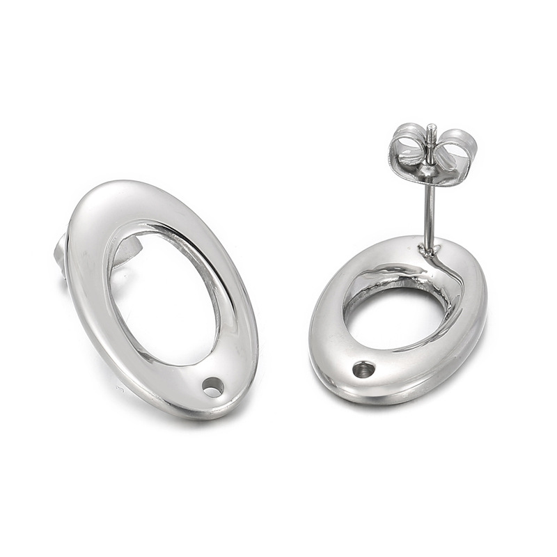 1 Pair Simple Style Oval Stainless Steel Ear Studs display picture 6