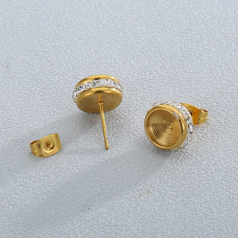 1 Pair Simple Style Round Plating Inlay Stainless Steel Zircon Ear Studs display picture 6