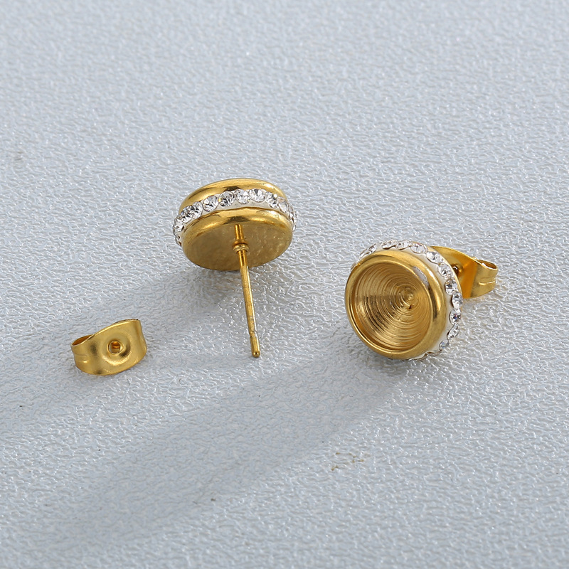 1 Paire Style Simple Rond Placage Incruster Acier Inoxydable Zircon Boucles D'oreilles display picture 6