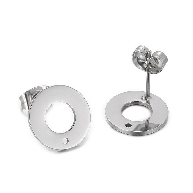 1 Pair Simple Style Round Square Oval Plating Stainless Steel Ear Studs display picture 8